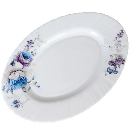 Блюдо 30см стеклокерамика КОБАЛЬТОВАЯ РОЗА овальное LHYP-120XN (7326) (24)
