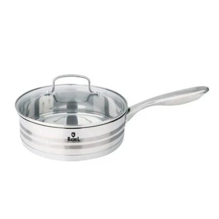 Сковорода 24см нерж.сталь ГРЕТТА со стекл.крышкой, высота борта h6см, индукция (4)