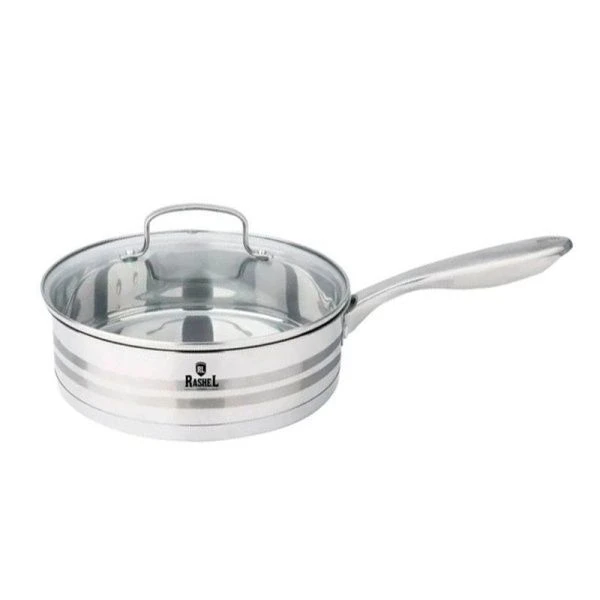 Сковорода 26см нерж.сталь ГРЕТТА со стекл.крышкой, высота борта h6см, индукция (4)