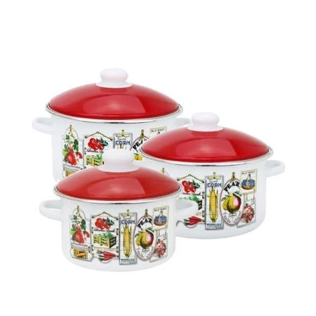 Набор кастрюль 2пр 3/5,5л эмаль ВИНТАЖ белый цилиндрический 2-217/6 (1)