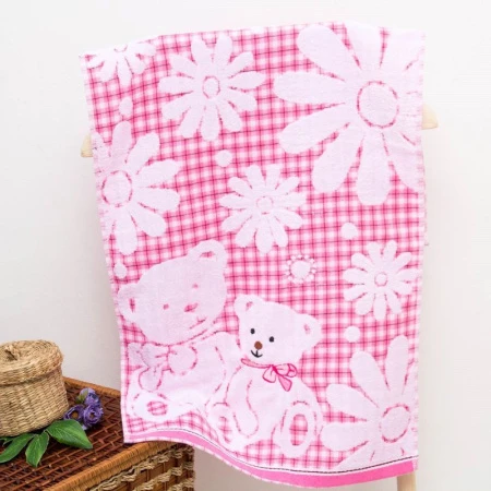 яяяПолотенце махровое 50*90см розовое МИШУТКА