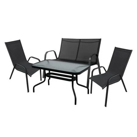 Набор мебели иск.ротанг Сан-РемоДелюкс (диван, 2 кресла, стол) черный SC-092KD/SC-089/4562-MT003 (1)