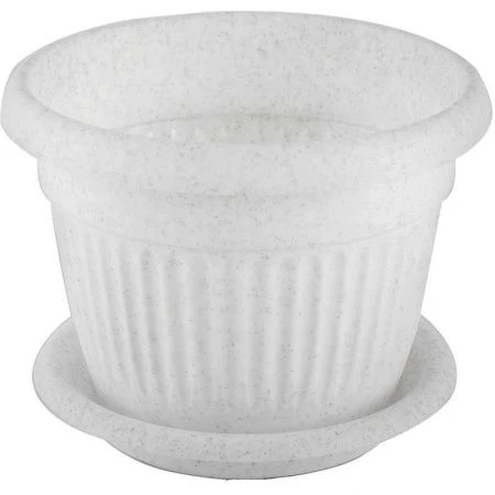 Кашпо 2,8л d200мм пластик ЛИВИЯ с поддоном мраморный (28)