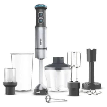 Блендер погружной нерж.сталь Centek CT-1313,1500Вт,15 скор,чоппер,стакан,венч,крюк,капучинатор,пюре,