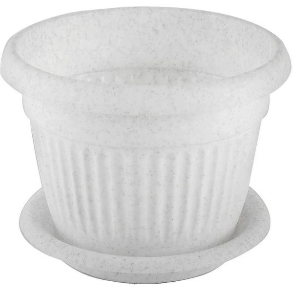 Кашпо 2,8л d200мм пластик ЛИВИЯ с поддоном мраморный (28)