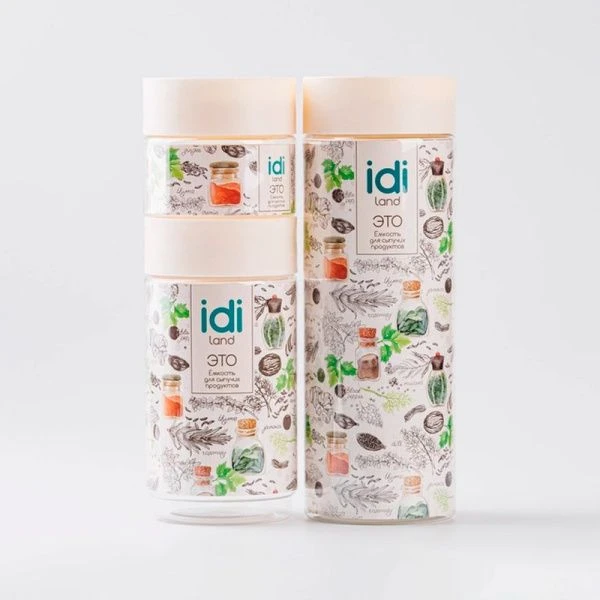 Набор банок для сыпучих продуктов 3шт (0,5/1/1,5л) пластик Asti светло-бежевый (6) 221103125/01