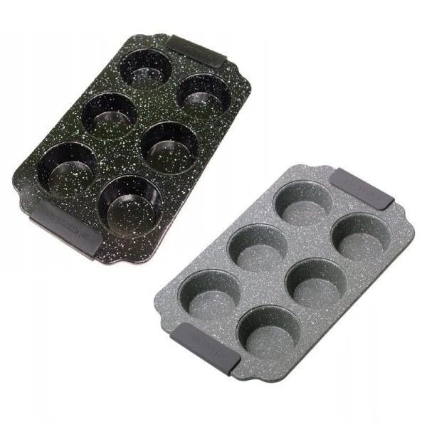 Форма для запекания 6 ячеек 30*18*3см угл.сталь АП мрамор серый/черный, арт. 6038 (12)