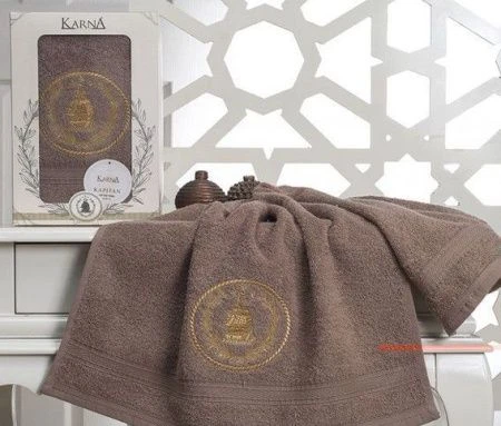 яяяПолотенце махровое 50*90см в коробке Karna KAPITAN 1\1 (Коричневый)