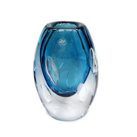 Ваза для цветов 22,5*14,5*8,5см стекло БАБЛ синяя тяжелая JZ-1523/JC-15934 (6)