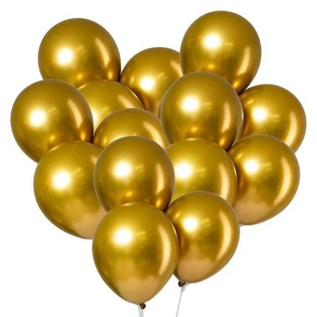 Шар воздушный латекс (набор 5шт) хром золотой 12"
