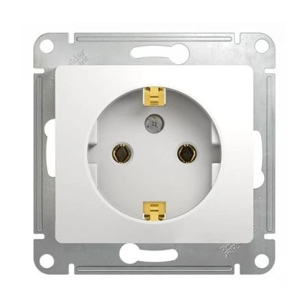 Розетка 1-местная с заземлением пластик 16А ГЛОССА (скр.уст.) механизм белая GSL000143 (20/160)