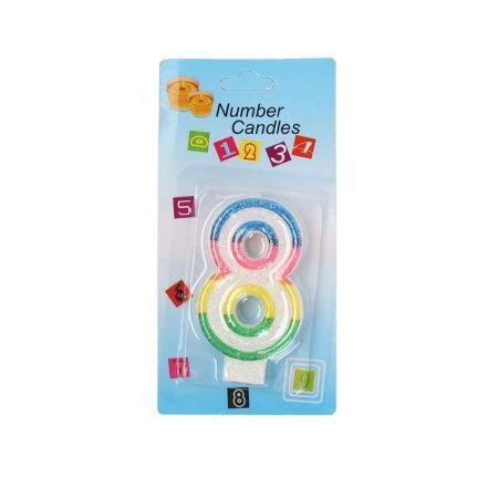 Свеча в торт парафин Цифра 8 KL-1 (12/900)