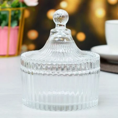 Ваза сервировочная 10*12см стекло с крышкой (48)