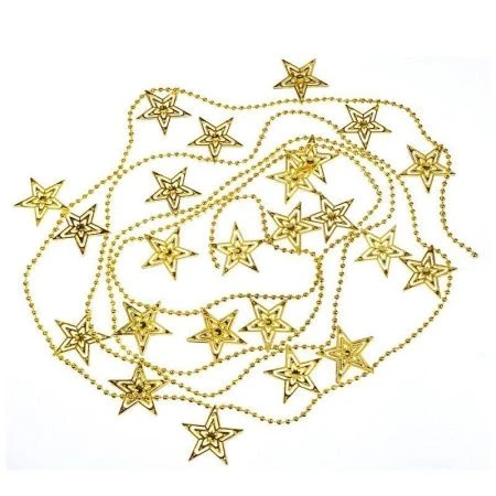 Новогоднее украшение бусы на ёлку золотые "Яркие звезды" НУ-6744