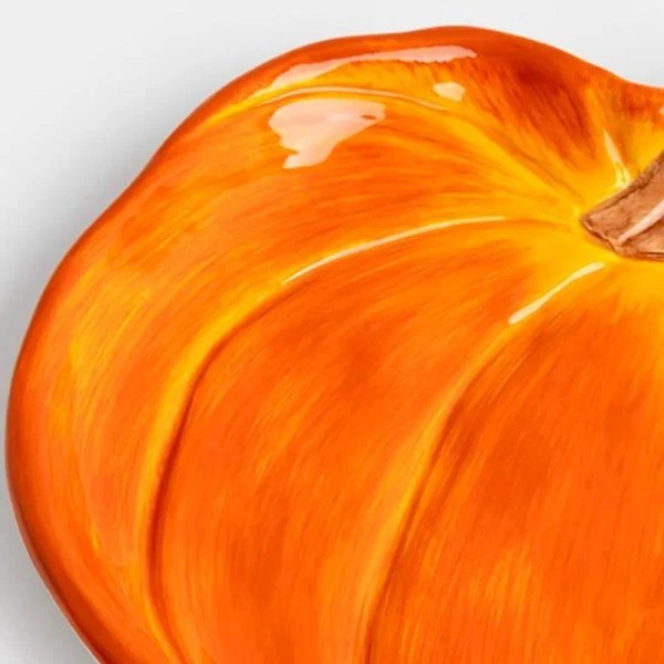 Блюдо сервировочное 22см керамика Тыква Bright pumpkin оранжево-зеленое ANLAF-FDWS-031224-4