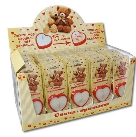 яяяСвеча Признание (сердца) (шоу бокс 50шт.) 6265,3270 (50)