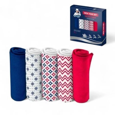 Салфетка микрофибра 5шт. 30*30см TURBOMAG Новогодняя коллекция (16)