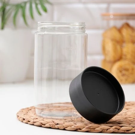 Банка для сыпучих продуктов 1л пластик Asti черный (12) 221102730/02