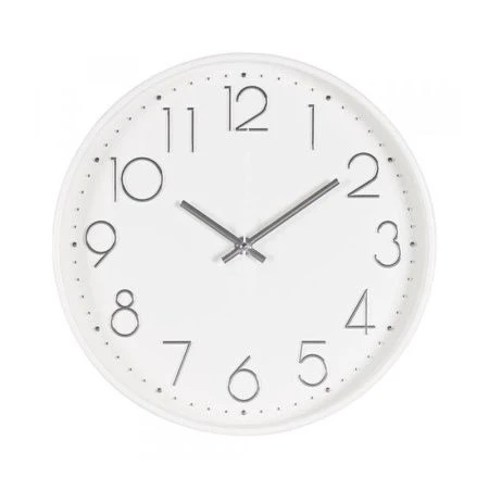 Часы настенные 30см пластик РУБИН Классика белый с серебром (10)