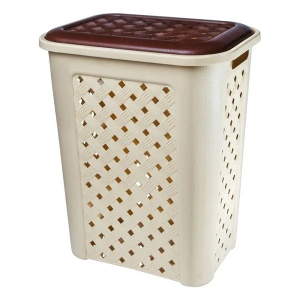 Корзина для белья 50л 43,5*33,5*55см пластик ВИОЛА кремовый / бежевый (8)