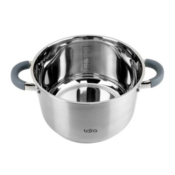 Кастрюля 8,2л h15,5см нерж.сталь КАЛИПСО стекл.крышка с силикон.обод. 26см капс.индукц.дно LR02-277