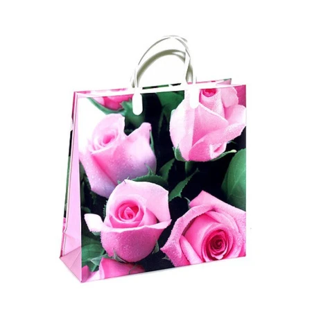Пакет с пластиковой ручкой 30*30*10см Розовые розы 02-123 сред. (20/200)