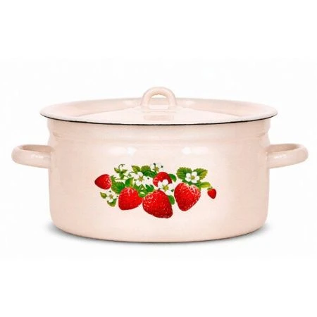 Кастрюля 5,5л эмаль КЛУБНИКА цилиндрическая (4)