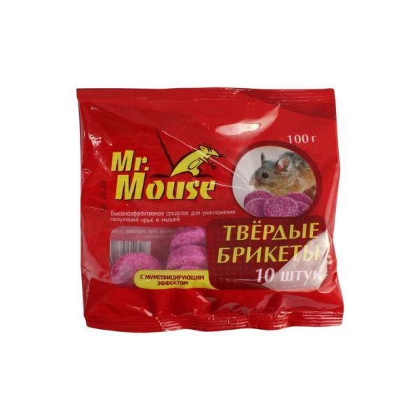 Брикет от грызунов твердый 100г Mr. Mouse (50)