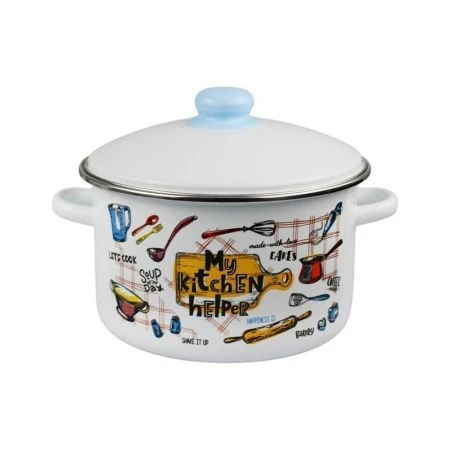 Кастрюля 4л эмаль ДОМАШНЯЯ КУХНЯ белая с рис. 01-Б1614/4 (4)