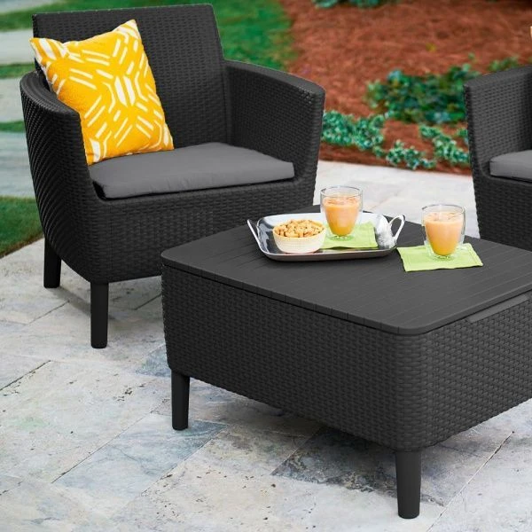 Набор мебели пластик Salemo balcony set (2 кресла, стол) графит (1)