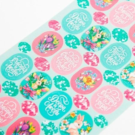 Пасхальные наклейки для яиц «Кролики и цветы», 7,3 х 13 см   7413127