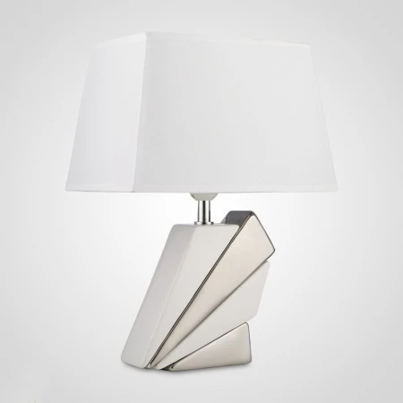 Лампа настольная с абажуром керамика/полиэстер 45*30*17см бел/серебро JM1711-2 (1/4)