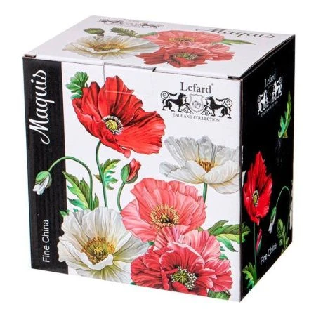 Чайный набор 2пр фарфор МАКИ на 1 персону 500мл черный (18)