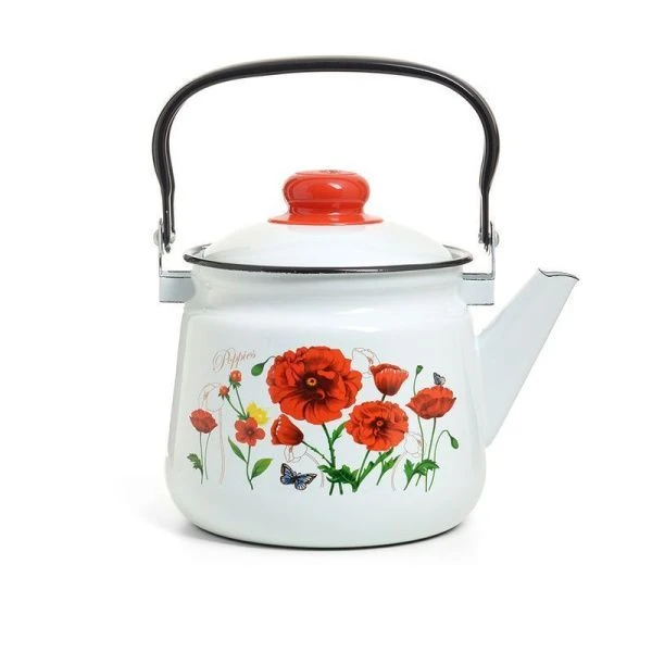 Чайник 1,5л эмаль КРАСНЫЕ МАКИ (8)