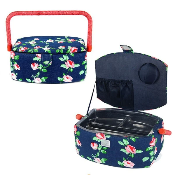 Шкатулка для рукоделия МДФ/текстиль Сундучок 23*18*11см (16)