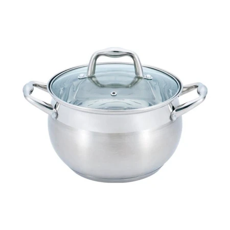 Кастрюля 4л нерж.сталь Apple стекл.крышка WR-1277 Premium (12)