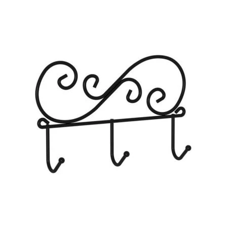 Вешалка 3 крючка настенная 20*4*13см металл КРУЖЕВА черная (10)