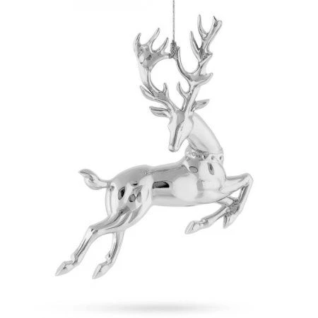 Игрушка новогодняя на елку ОЛЕНЬ 15*12см серебро LF-7068S/JC-16243 (720)