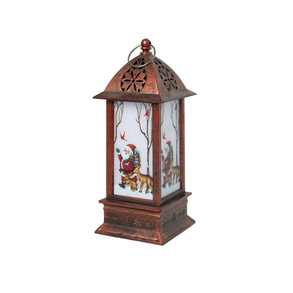 Фонарь новогодний Бронза пластик 12*5*5см работает от батареек JC-15151 (240)