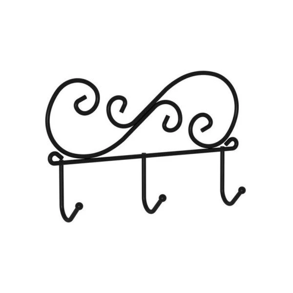 Вешалка 3 крючка настенная 20*4*13см металл КРУЖЕВА черная (10)