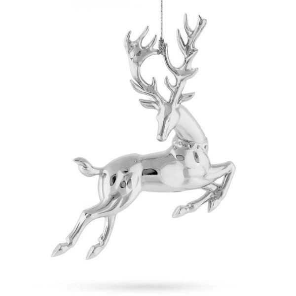 Игрушка новогодняя на елку ОЛЕНЬ 15*12см серебро LF-7068S/JC-16243 (720)