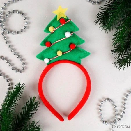 Ободок новогодний 13*25см текстиль NA126 (100)