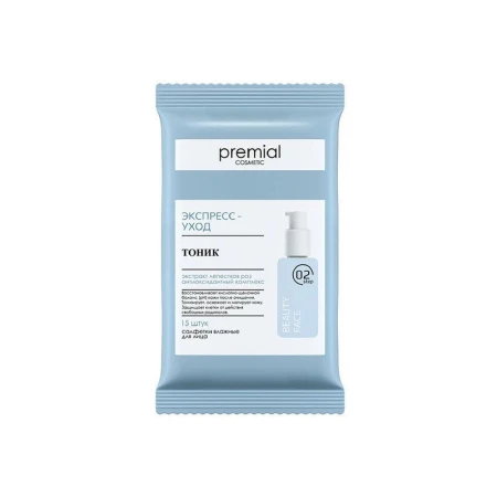 Влажные салфетки PREMIAL косметические с тоником 15шт (48)