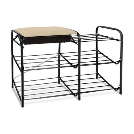 Полка для обуви 3 секции с ящиком 790*330*510мм металл/винил черный/слон.кость ЭТП1 (1)