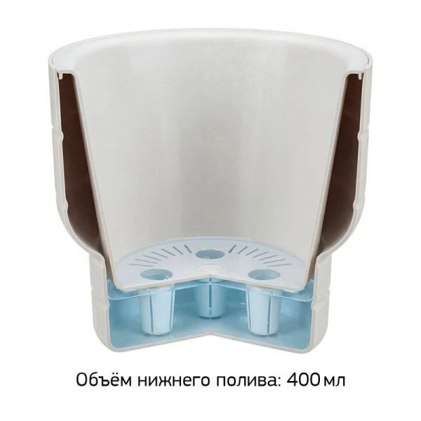 Кашпо 1,9л 180мм пластик КАРЕ со вставкой кремовый (8)