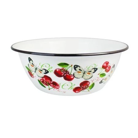 Миска 4л эмаль ЧЕРЕШЕНКА белая с рис. 40304-142/5 (14)