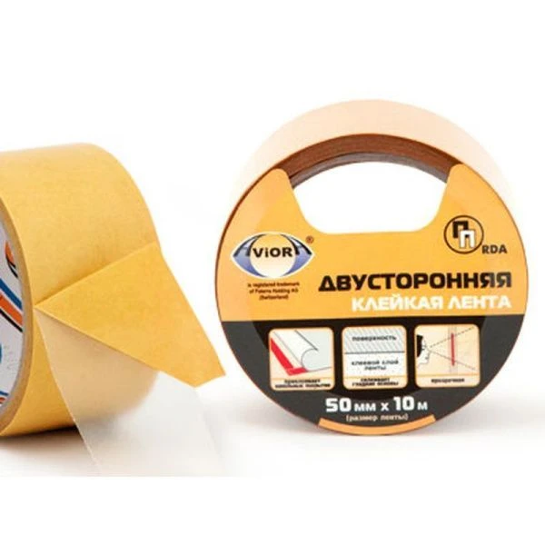 Лента клейкая двусторонняя 50мм*10м на ПП основе прозрачная AVIORA (36)