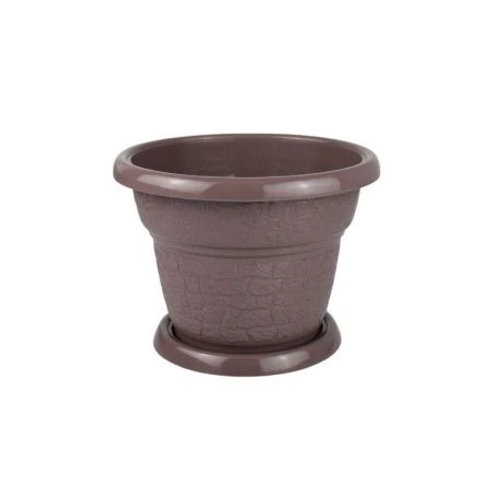 Кашпо 12л д350мм пластик ФАНТАЗИЯ №6 с поддоном кофейный Ме (15)
