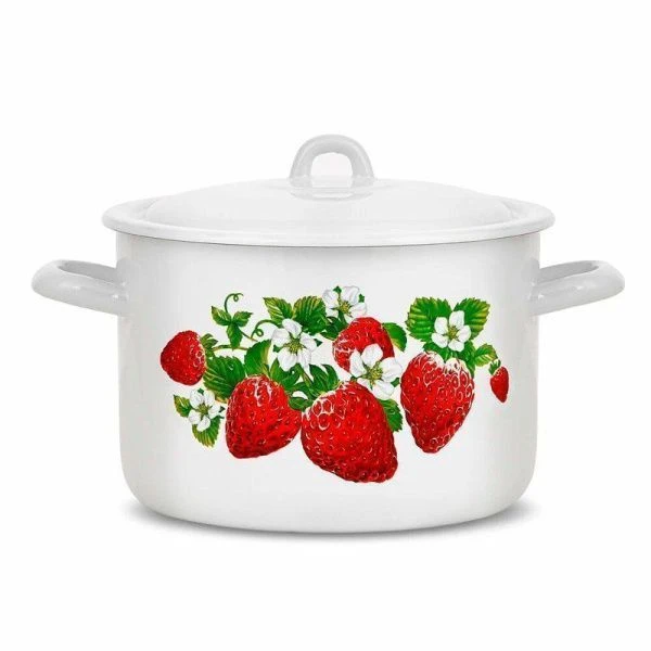 Кастрюля 4,3л эмаль КЛУБНИКА цилиндрическая (4)