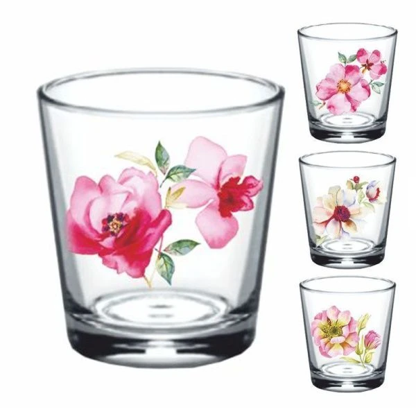Стаканы набор 6шт 250мл стекло Ода низкий АКВАРЕЛЬНЫЕ ЦВЕТЫ Р 05с1249ДЗУ (6)